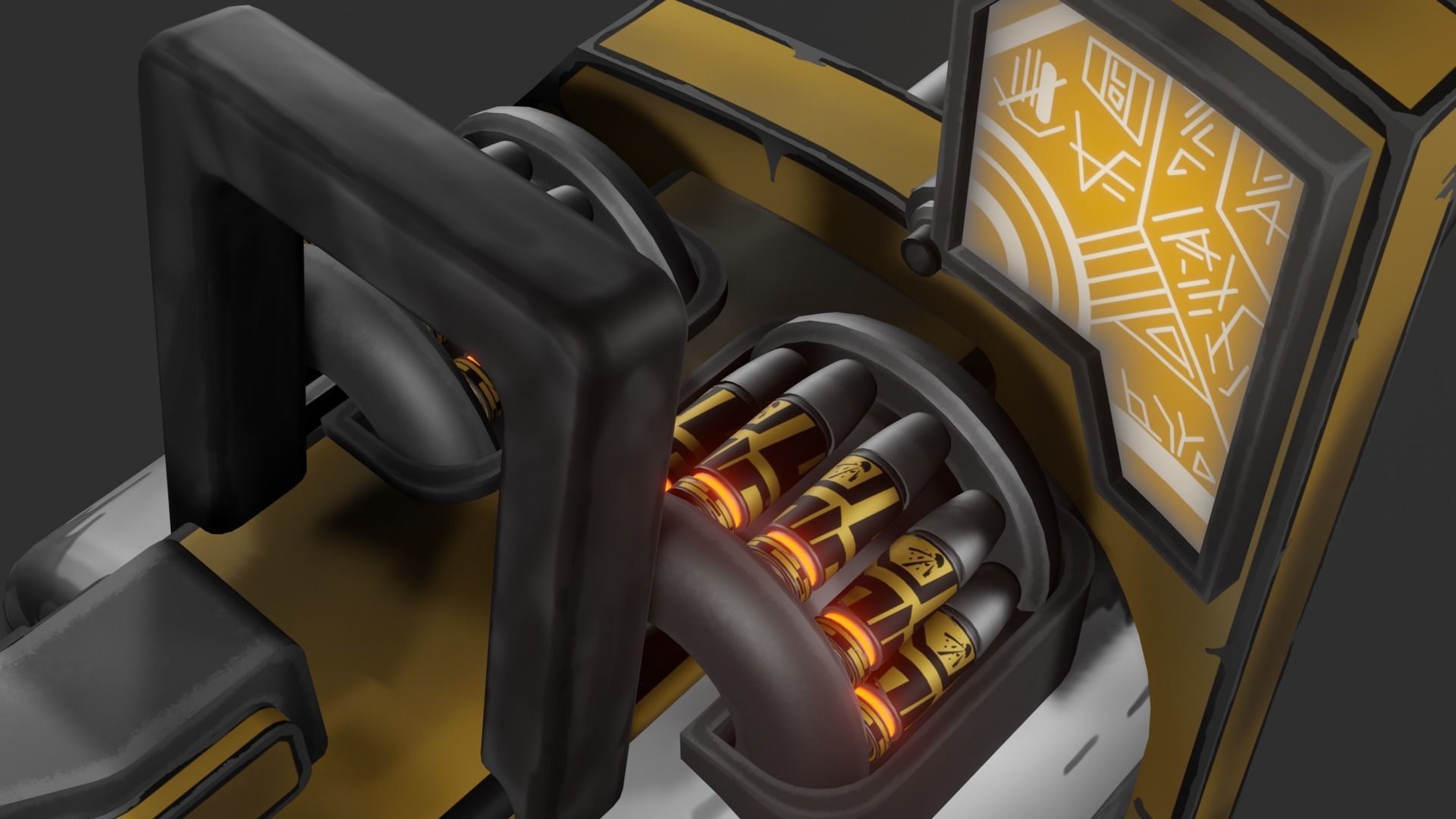 Stylized minigun Low-poly 3D model_19