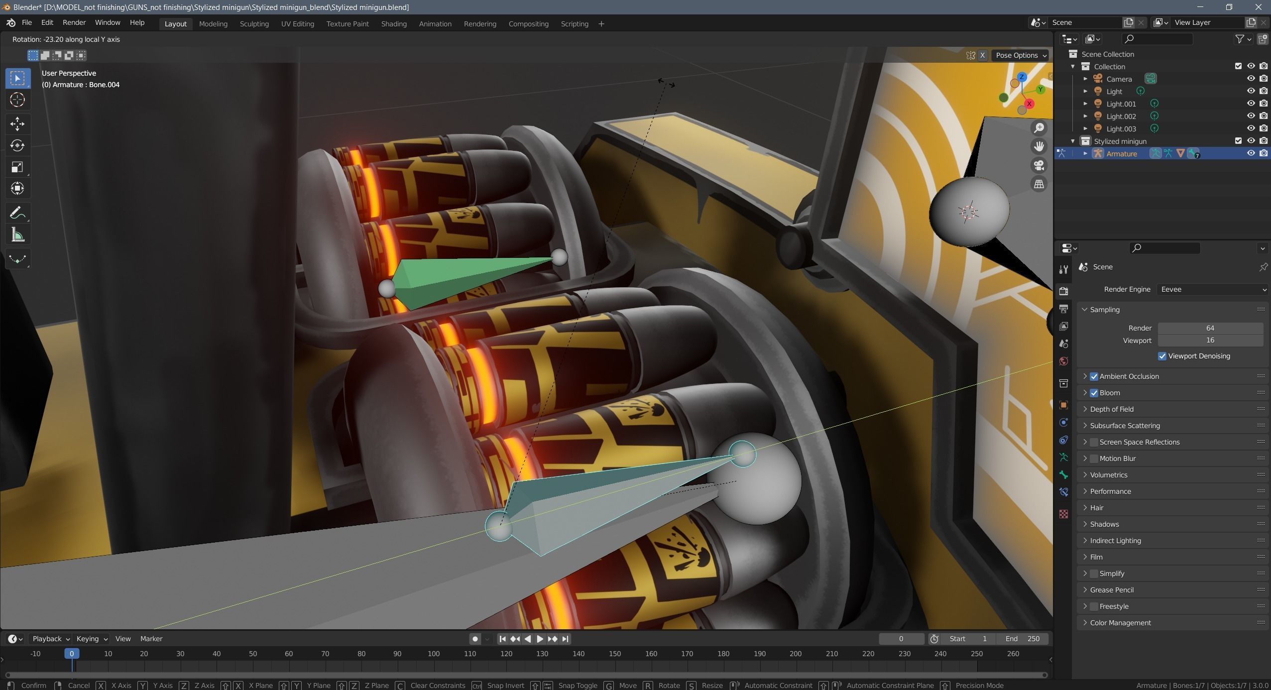 Stylized minigun Low-poly 3D model_22