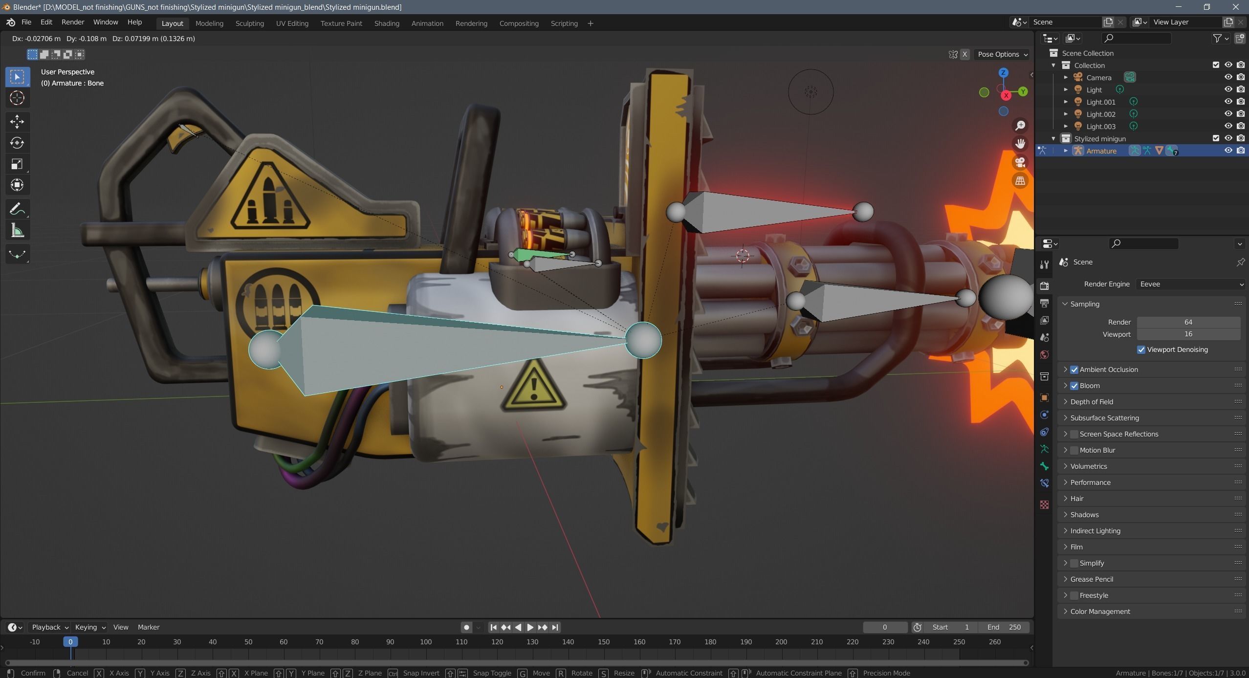 Stylized minigun Low-poly 3D model_26