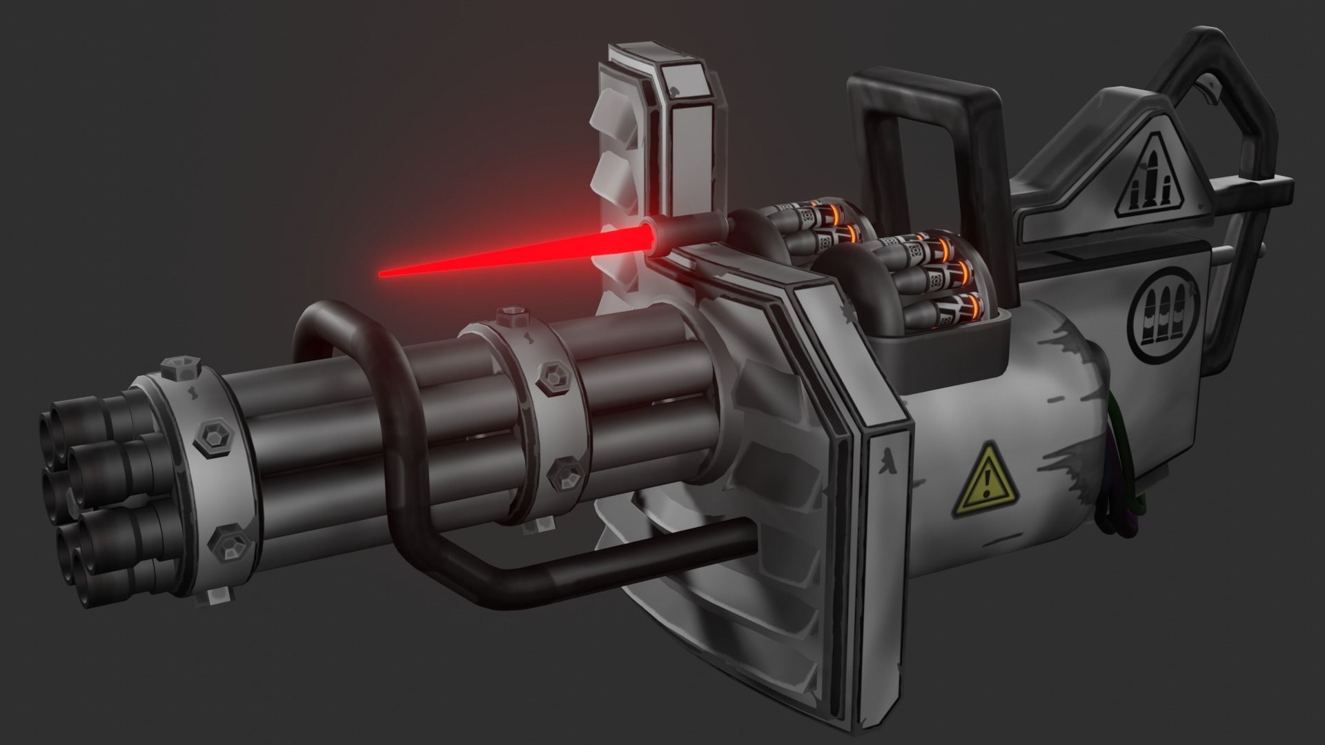 Stylized minigun Low-poly 3D model_11