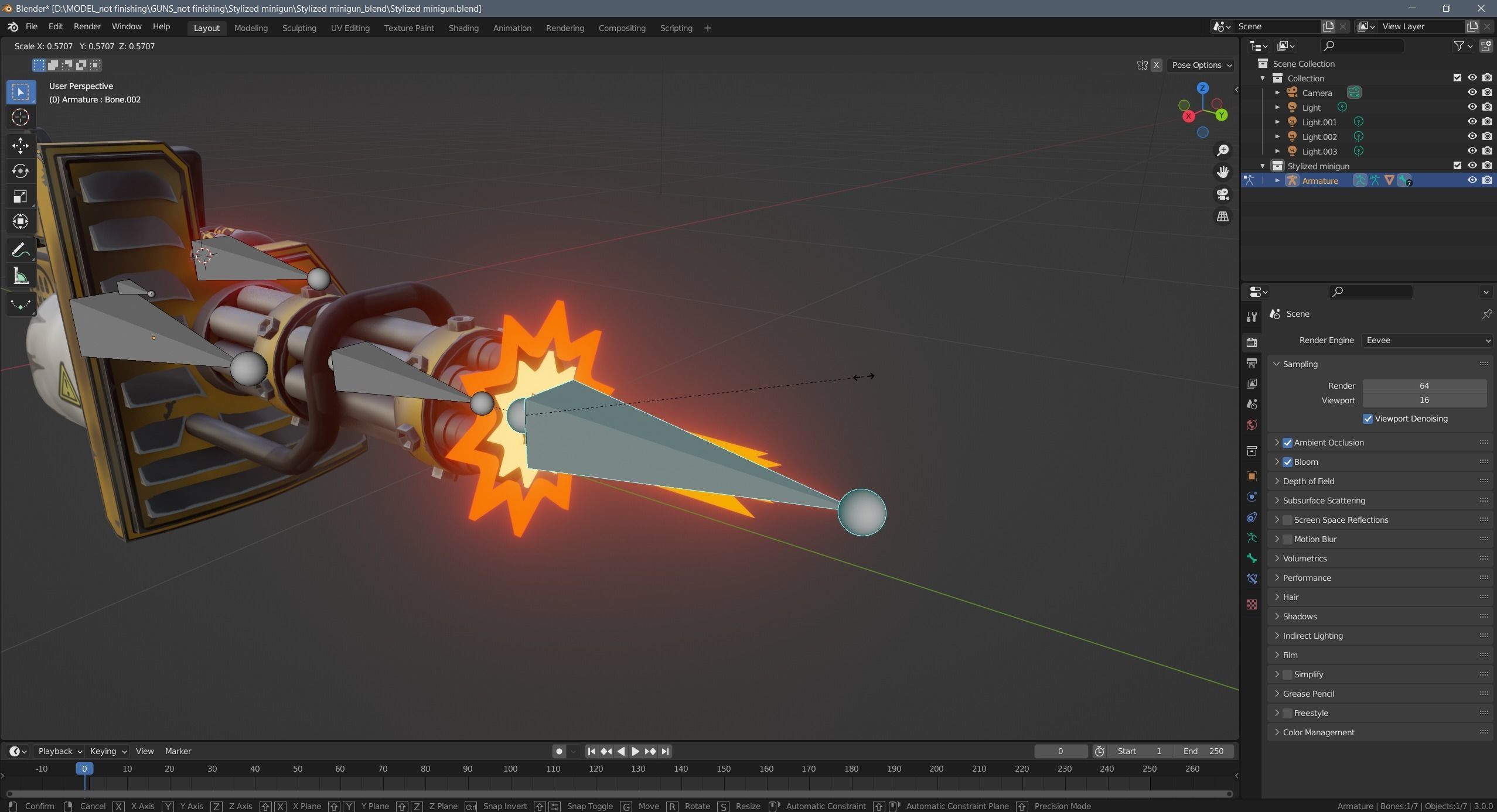 Stylized minigun Low-poly 3D model_25