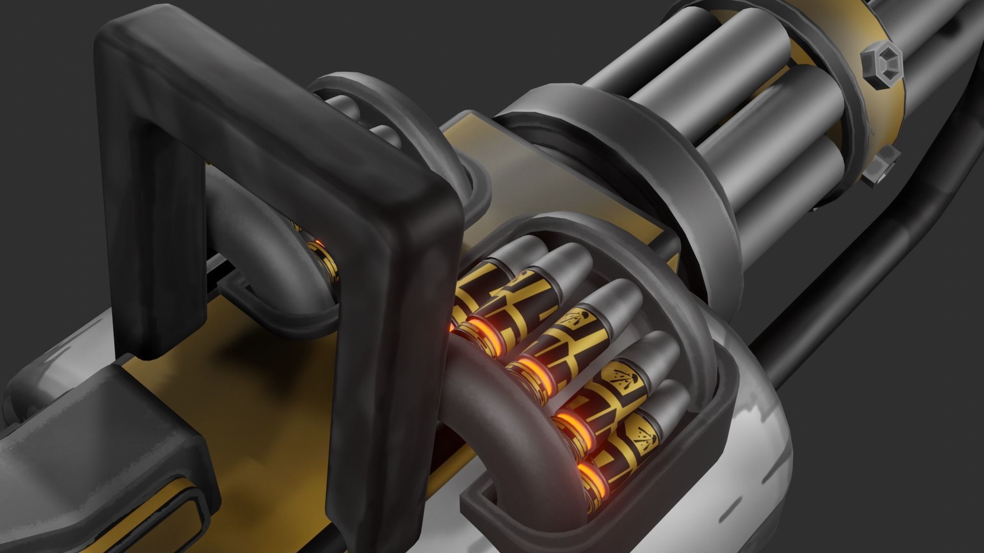 Stylized minigun Low-poly 3D model_17