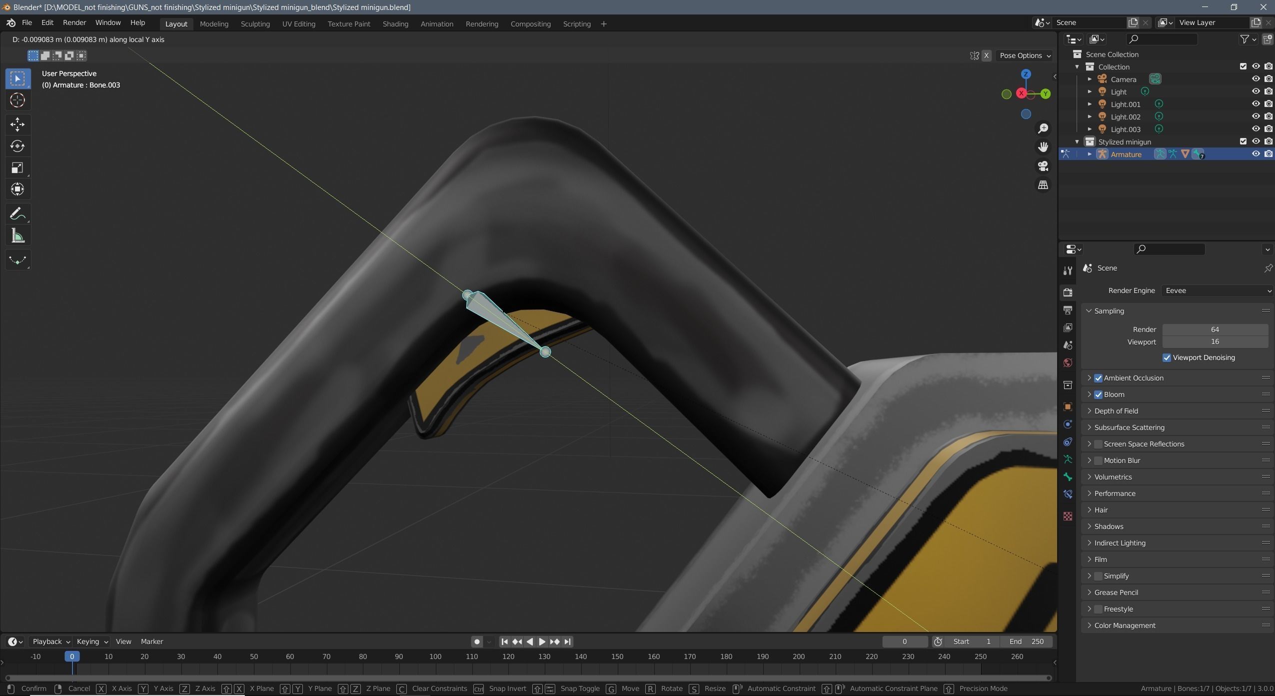 Stylized minigun Low-poly 3D model_21