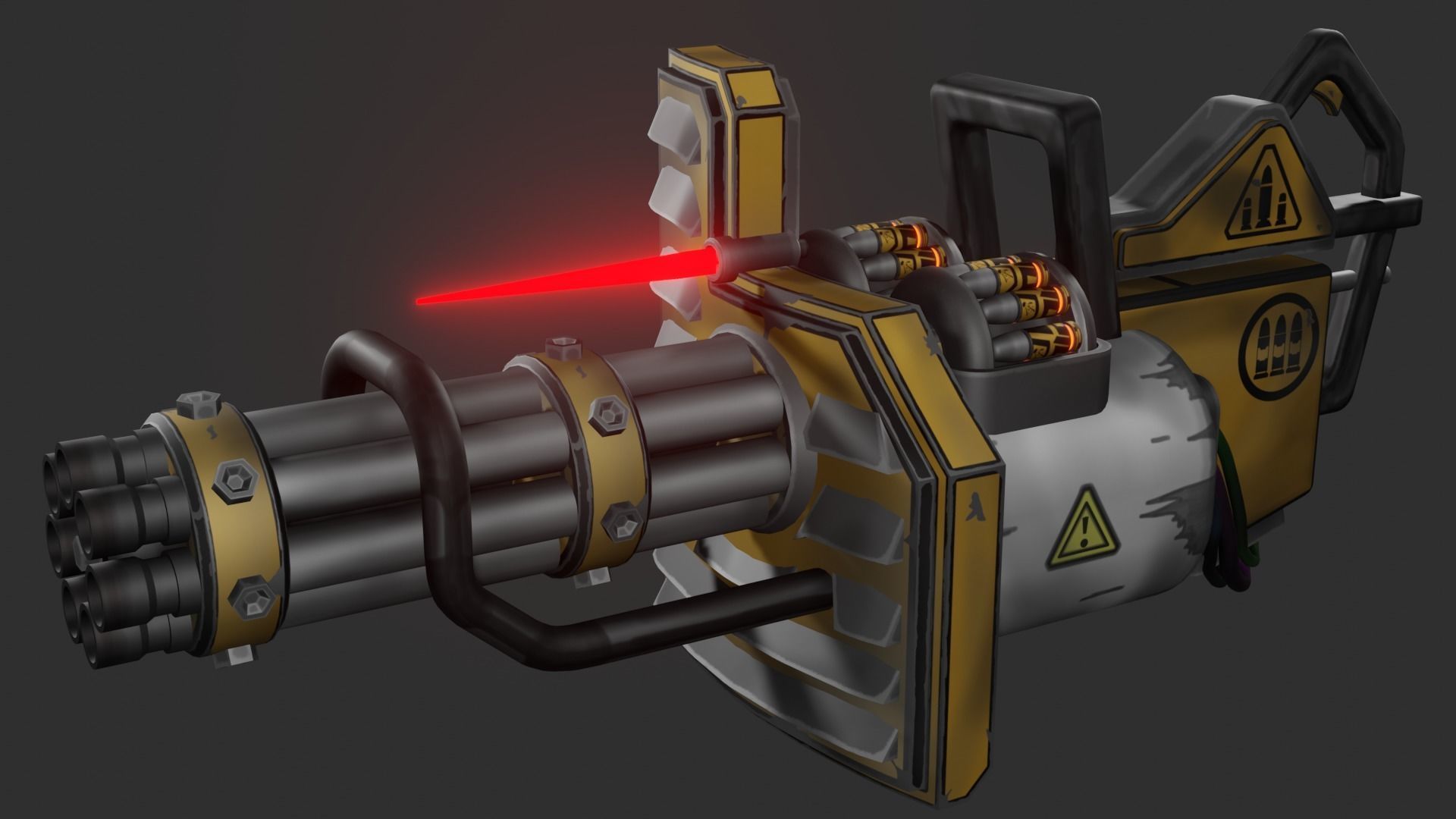 Stylized minigun Low-poly 3D model_1