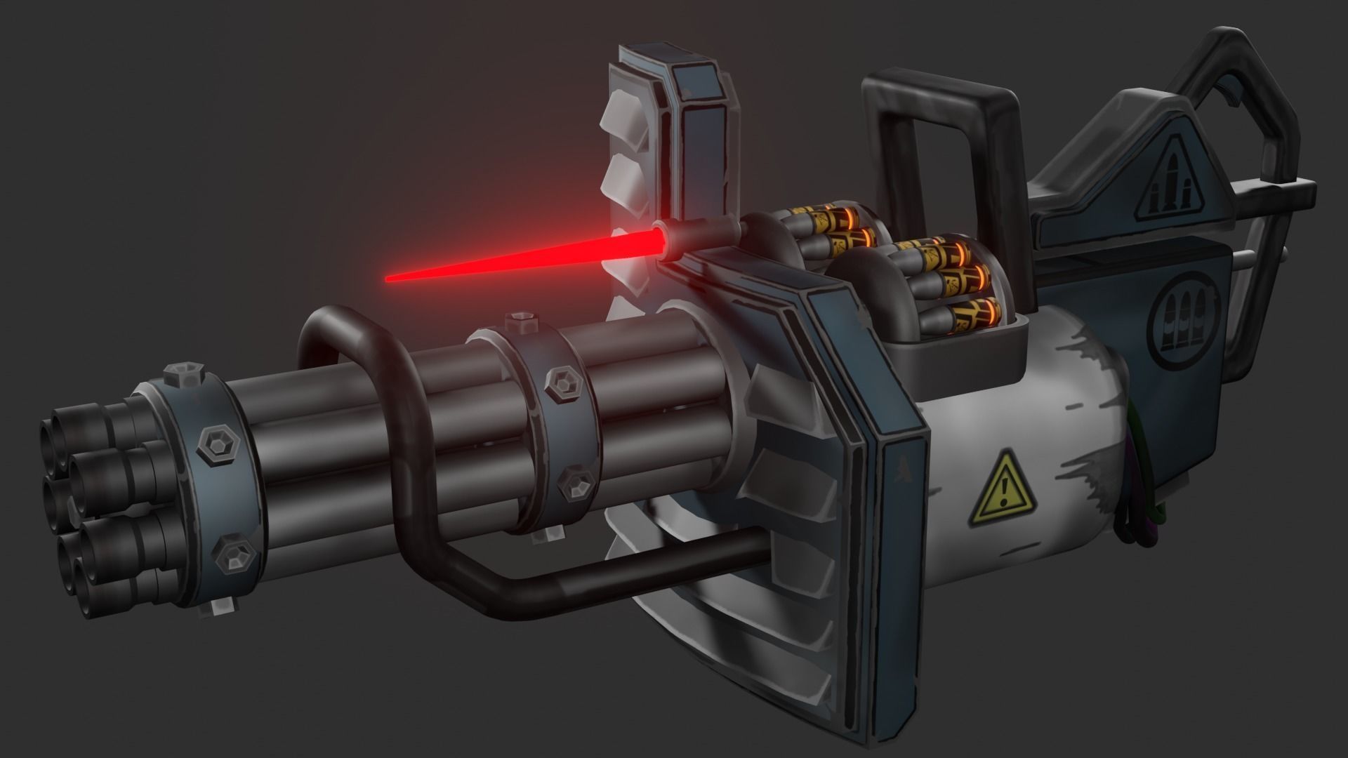 Stylized minigun Low-poly 3D model_3