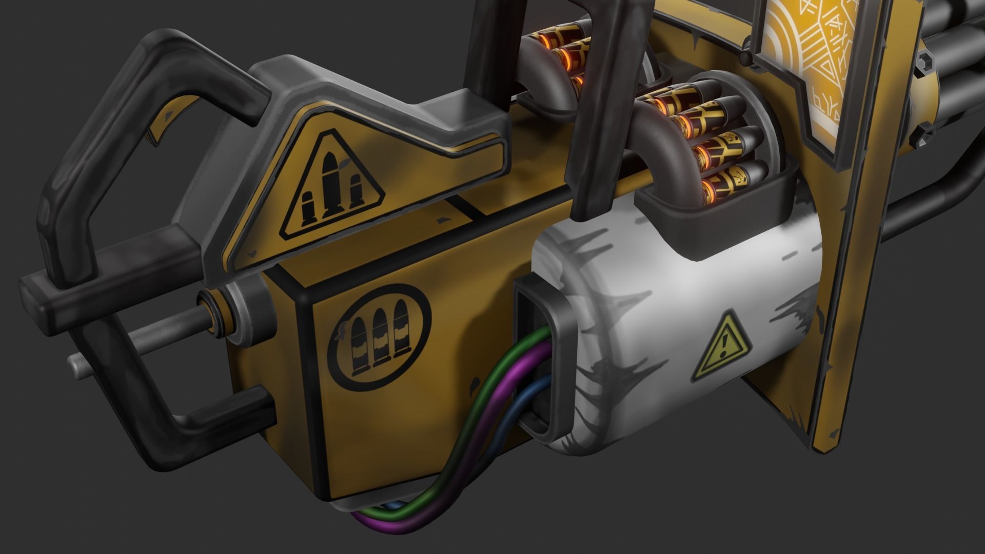 Stylized minigun Low-poly 3D model_18