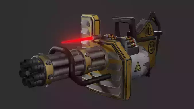 Stylized minigun Low-poly 3D model