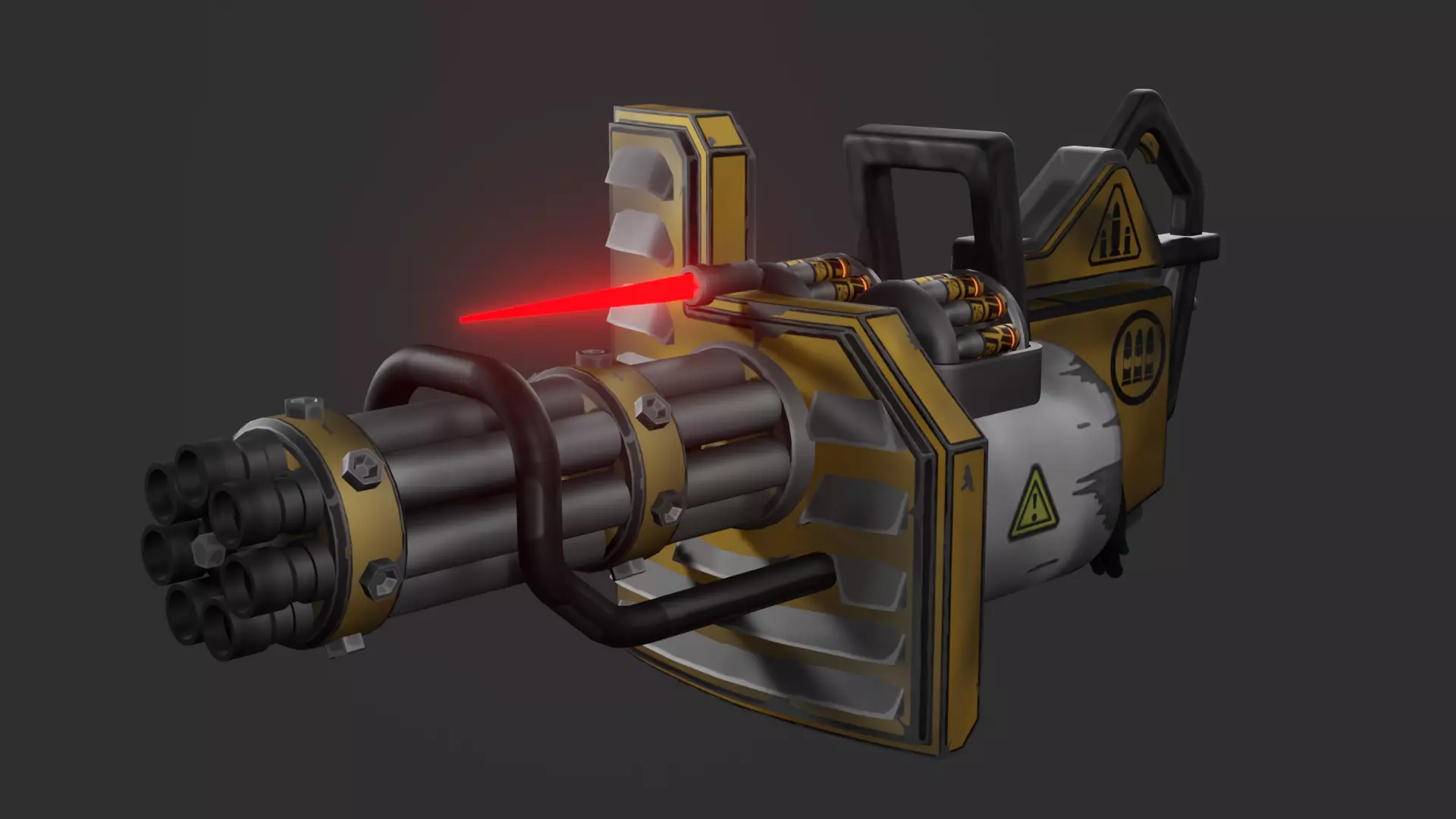 Stylized minigun Low-poly 3D model_0