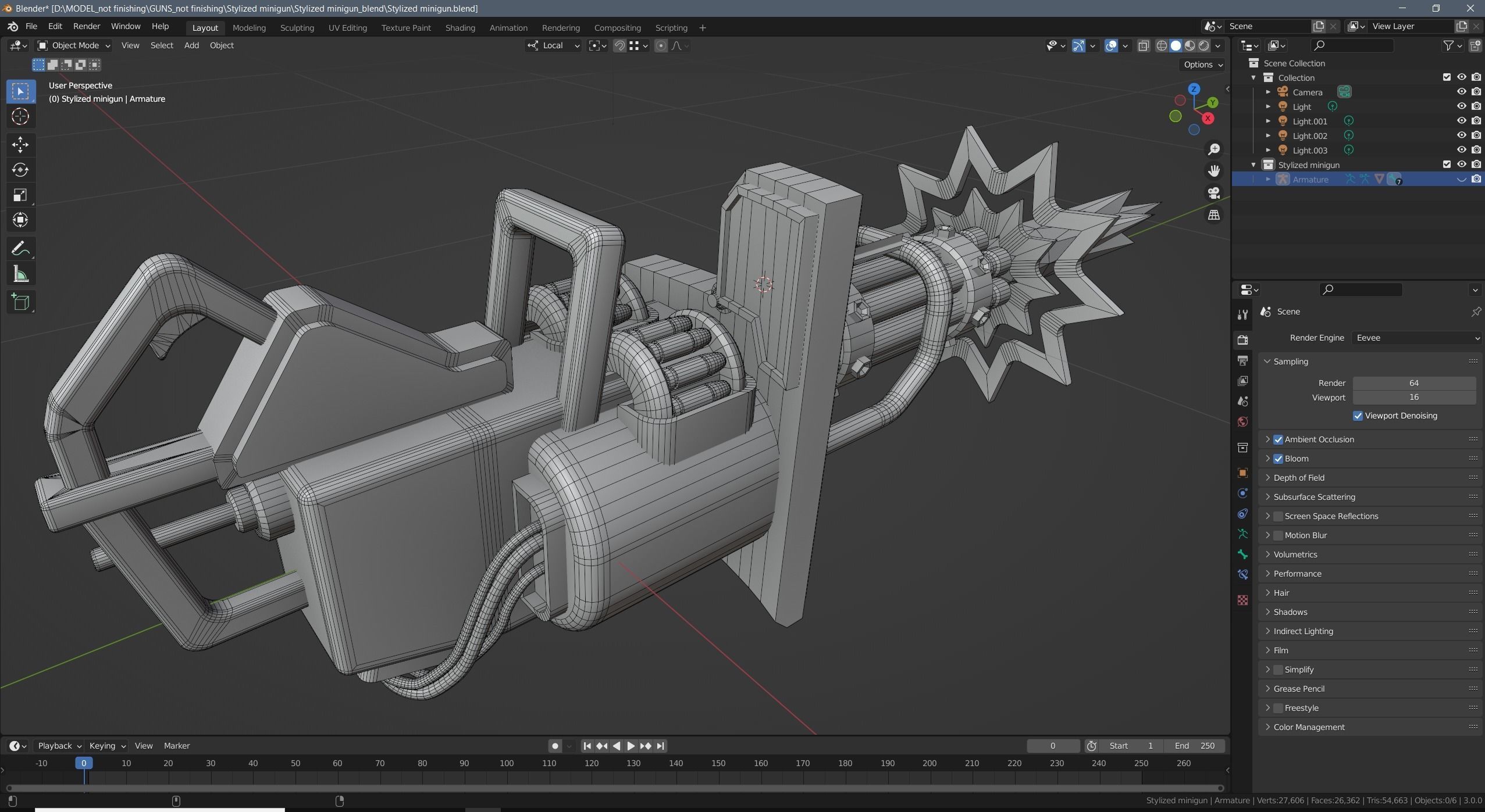 Stylized minigun Low-poly 3D model_27