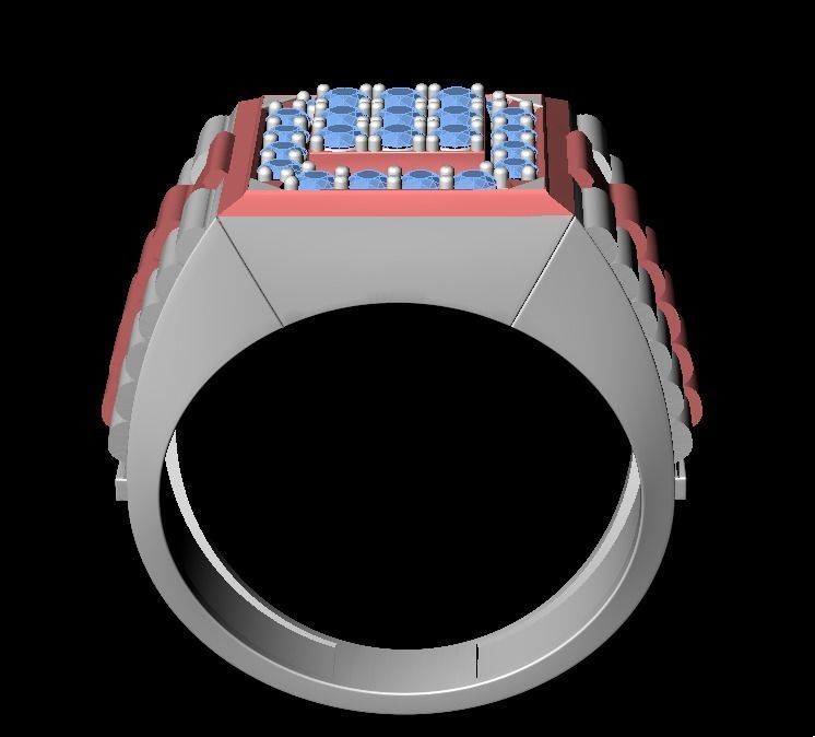 Men Diamond Ring with Watch strap design 3D print model_4