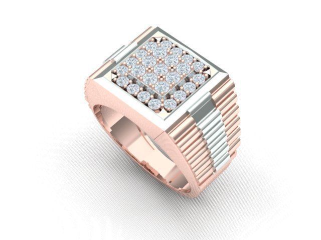 Men Diamond Ring with Watch strap design 3D print model_16