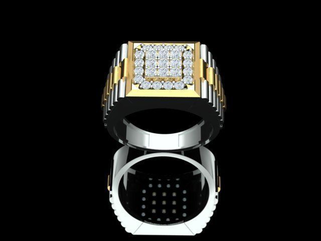 Men Diamond Ring with Watch strap design 3D print model_26
