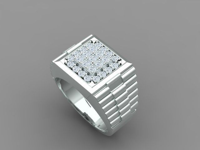 Men Diamond Ring with Watch strap design 3D print model_22
