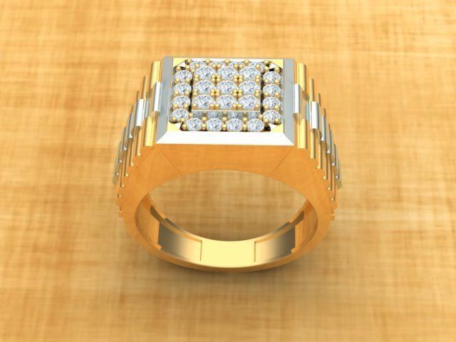 Men Diamond Ring with Watch strap design 3D print model_17