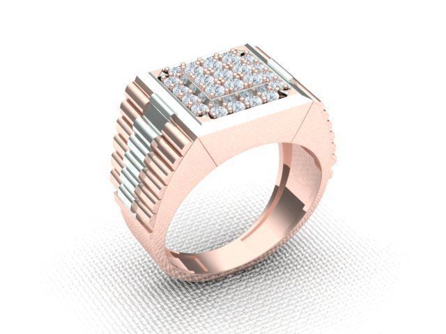 Men Diamond Ring with Watch strap design 3D print model_18