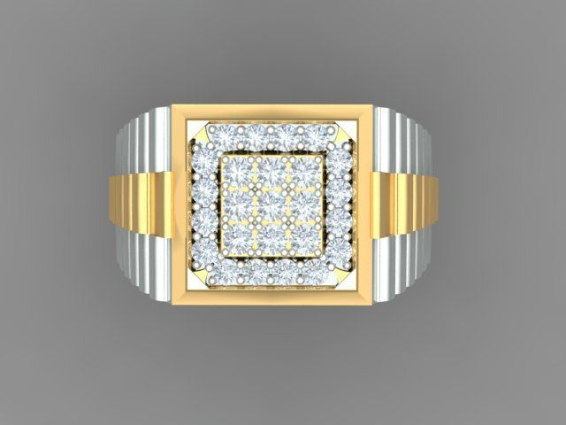 Men Diamond Ring with Watch strap design 3D print model_3