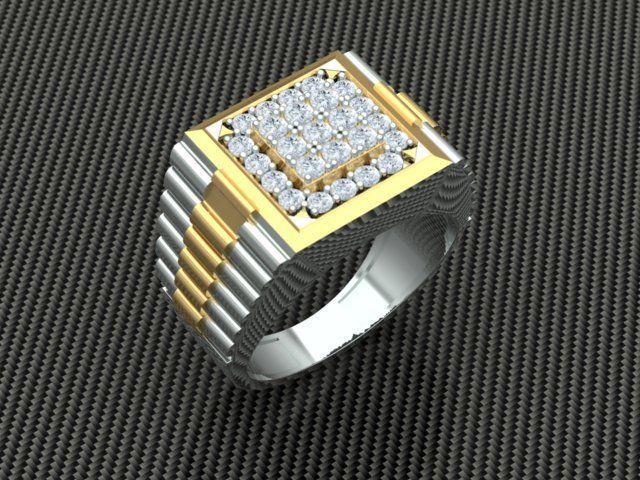 Men Diamond Ring with Watch strap design 3D print model_14
