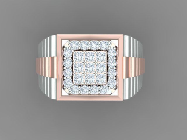 Men Diamond Ring with Watch strap design 3D print model_2