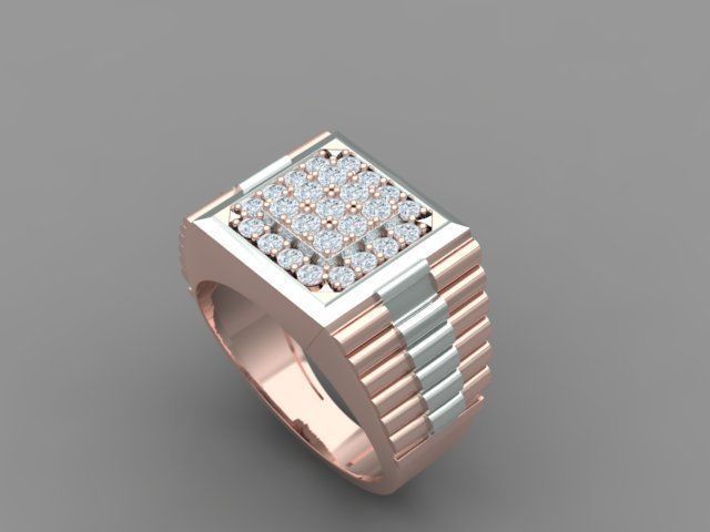 Men Diamond Ring with Watch strap design 3D print model_24