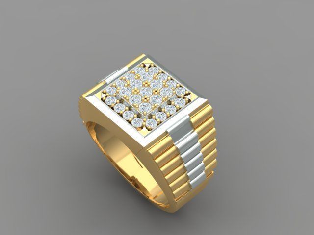 Men Diamond Ring with Watch strap design 3D print model_23