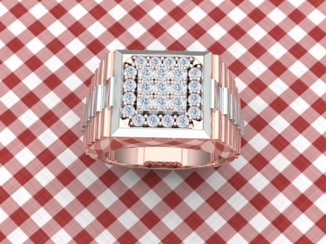 Men Diamond Ring with Watch strap design 3D print model_20