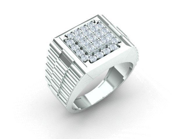 Men Diamond Ring with Watch strap design 3D print model_15