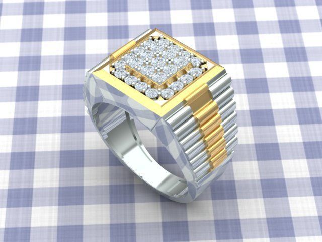 Men Diamond Ring with Watch strap design 3D print model_21
