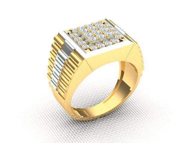 Men Diamond Ring with Watch strap design 3D print model_19