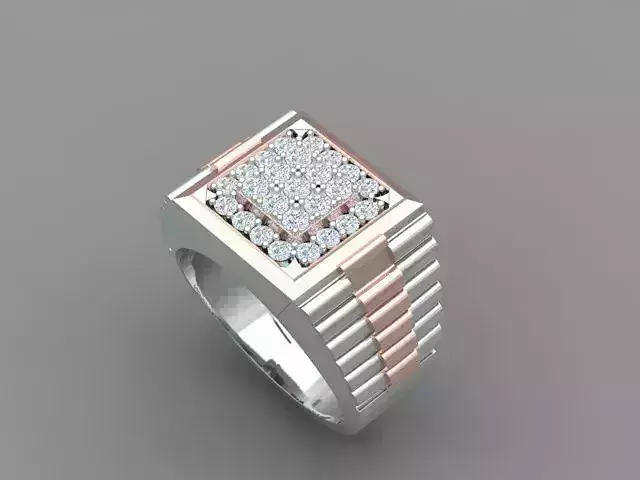 Men Diamond Ring with Watch strap design