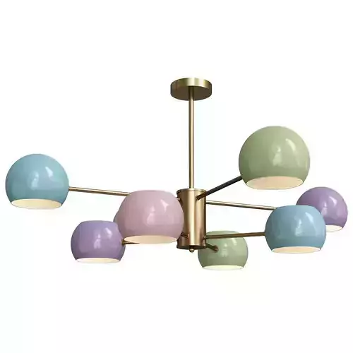 Macaron Sputnik Chandelier Lamp Metal Kids Bedroom Low-poly 3D model