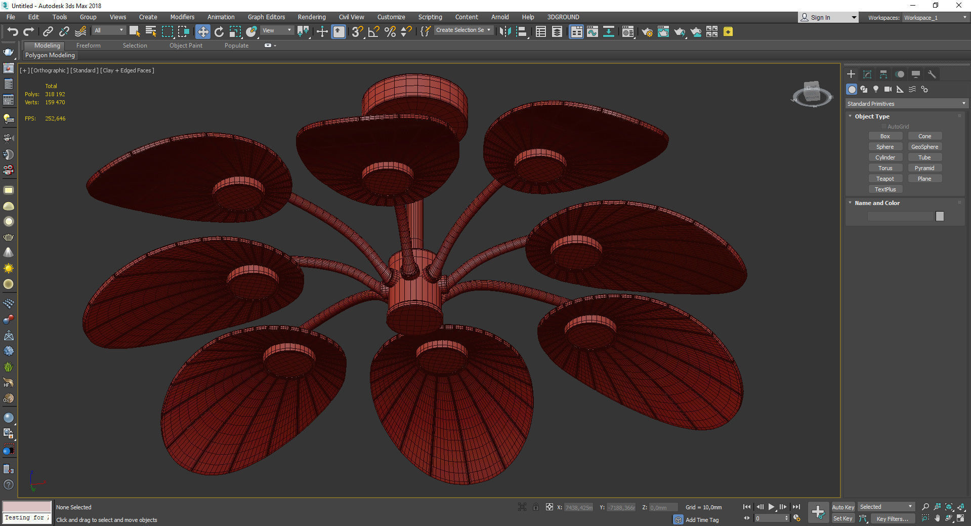 Leaf Semi Flush Mount Light Low-poly 3D model_3
