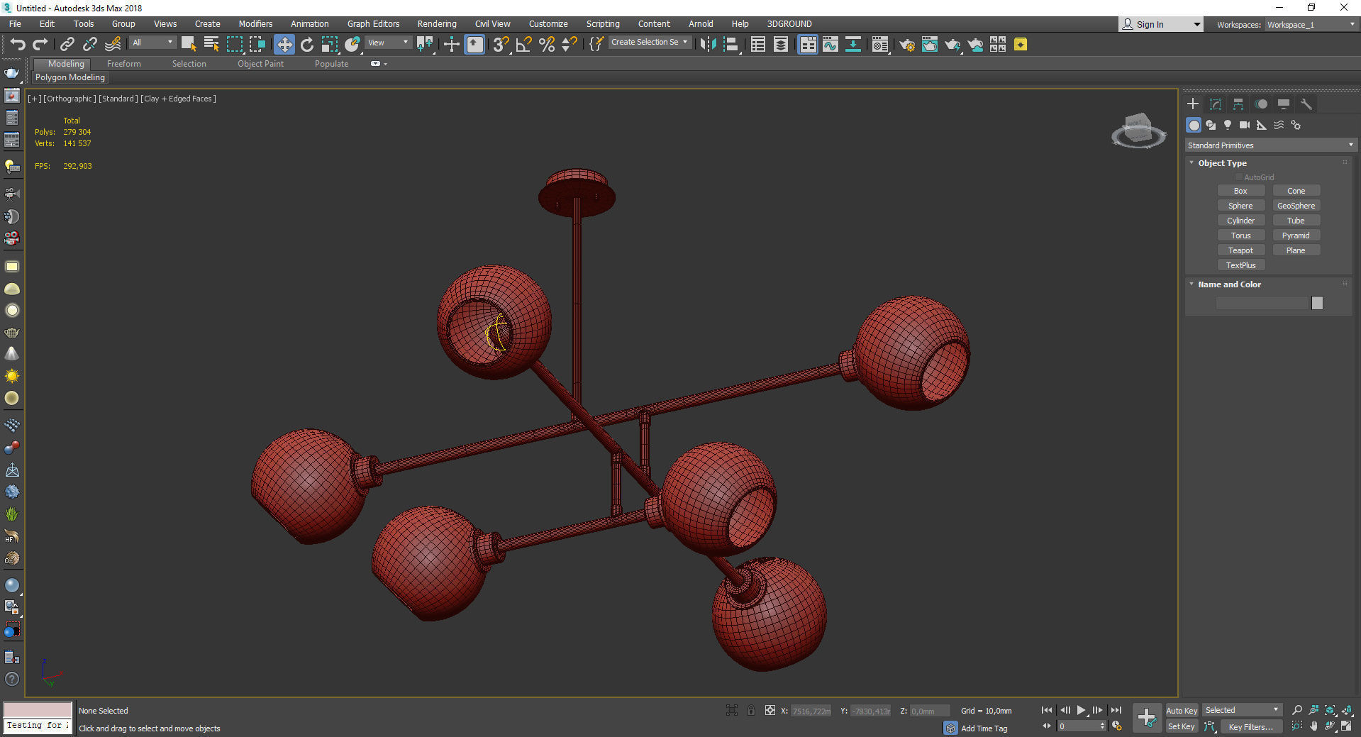 Multi bulbs Clear Glass Chandelier Low-poly 3D model_3