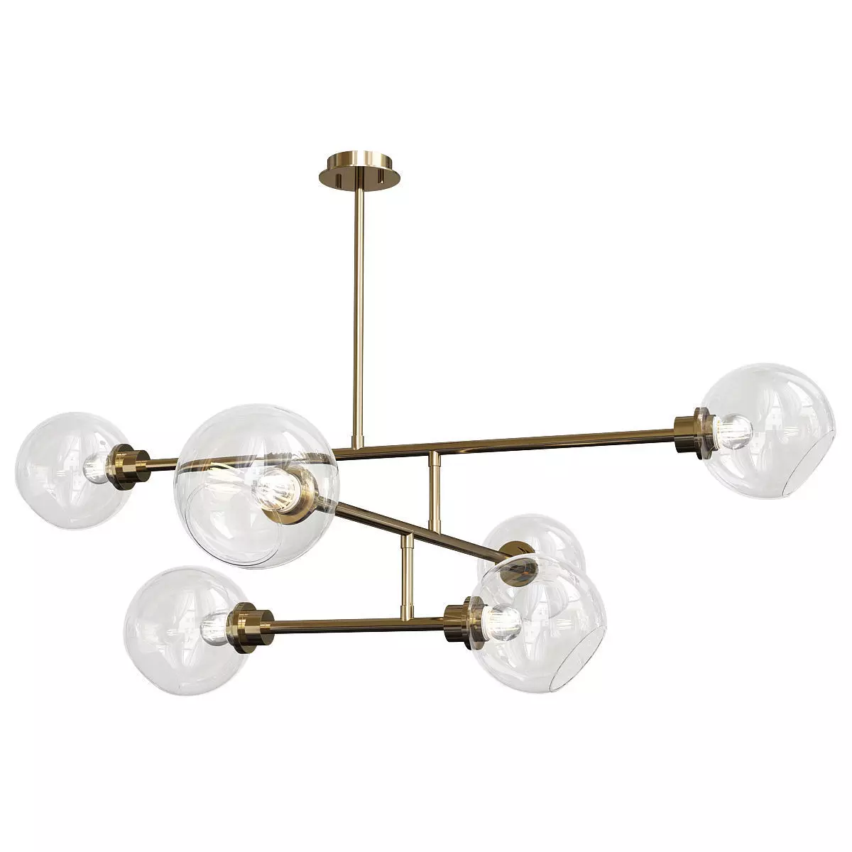 Multi bulbs Clear Glass Chandelier Low-poly 3D model_0