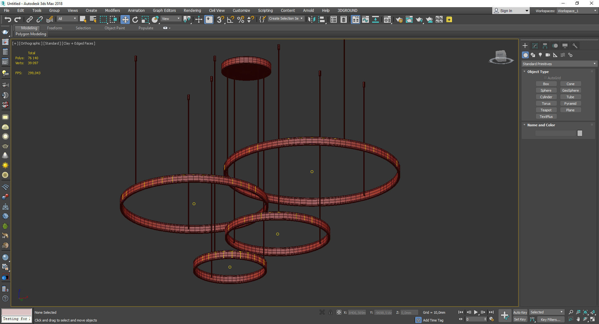 Coffee Rings Suspension Pendant Light Low-poly 3D model_4