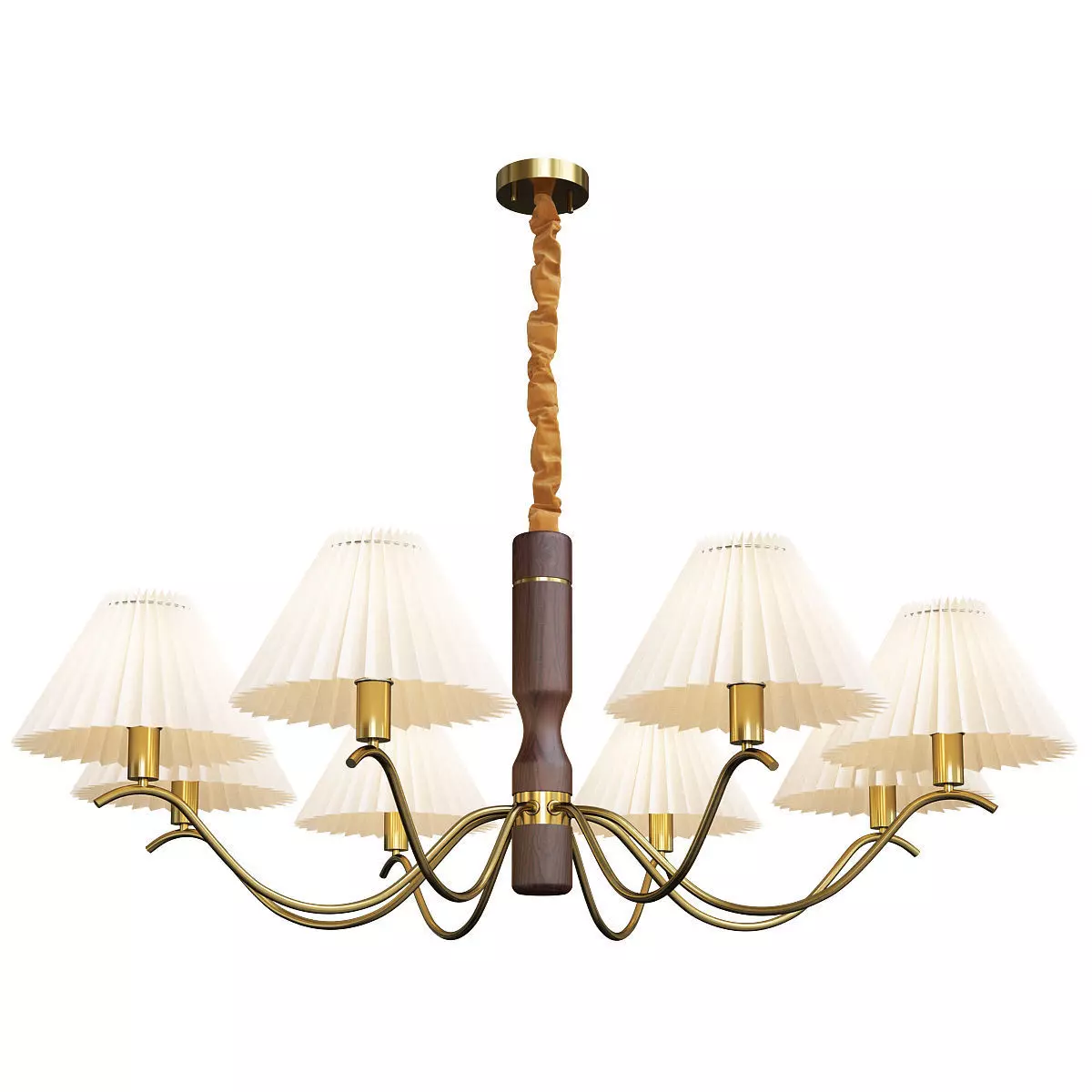 Fabric Copper Pendant Light Low-poly 3D model_0