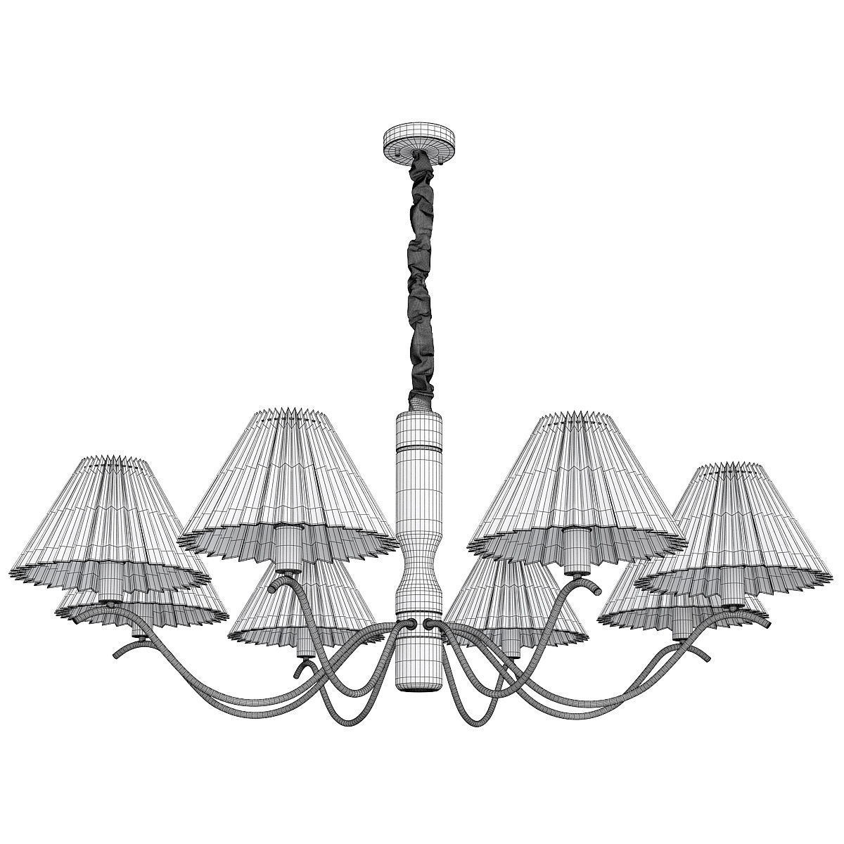 Fabric Copper Pendant Light Low-poly 3D model_1