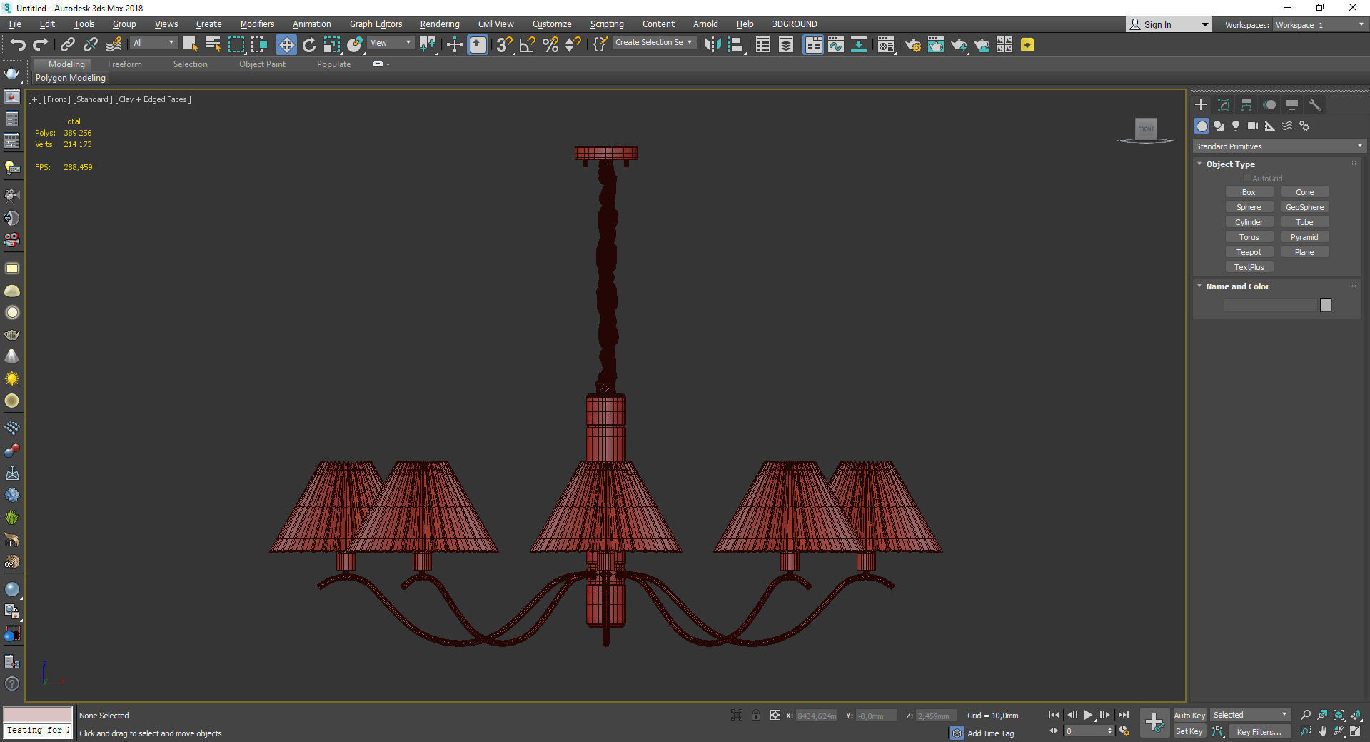 Fabric Copper Pendant Light Low-poly 3D model_2