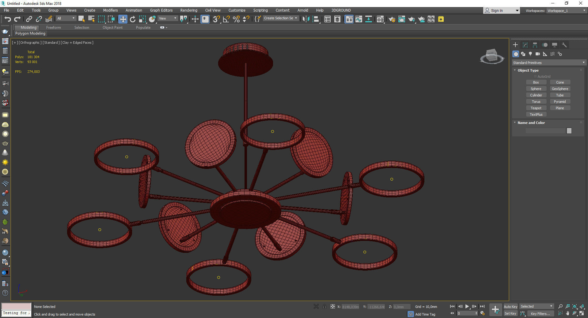 Circles Chandelier Low-poly 3D model_5