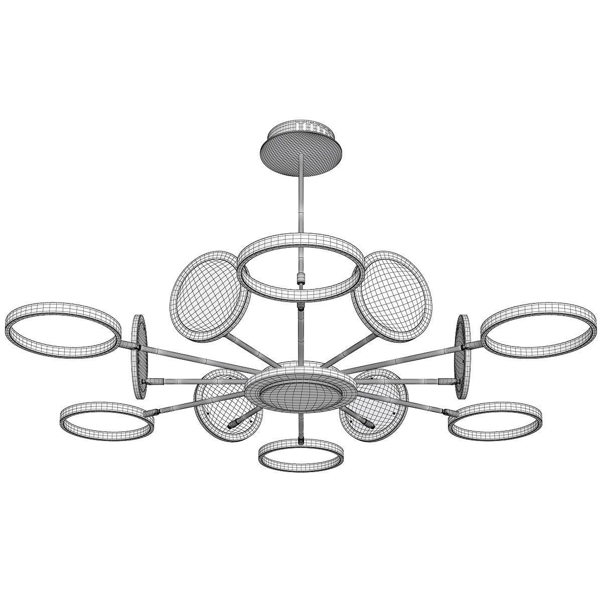 Circles Chandelier Low-poly 3D model_2