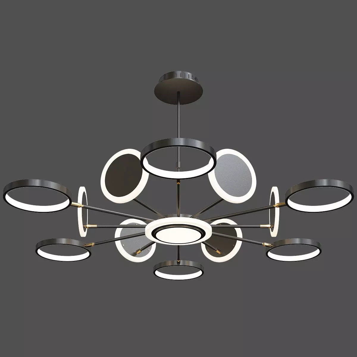 Circles Chandelier Low-poly 3D model_0