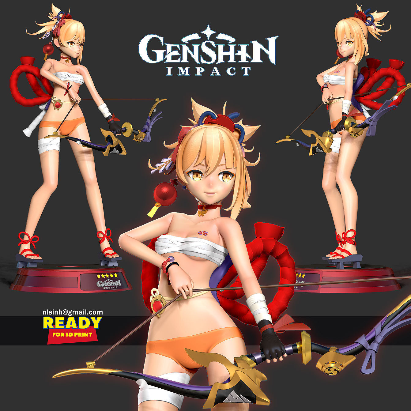 Archer Yoimiya - Genshin Impact Fanart 3D print model_1