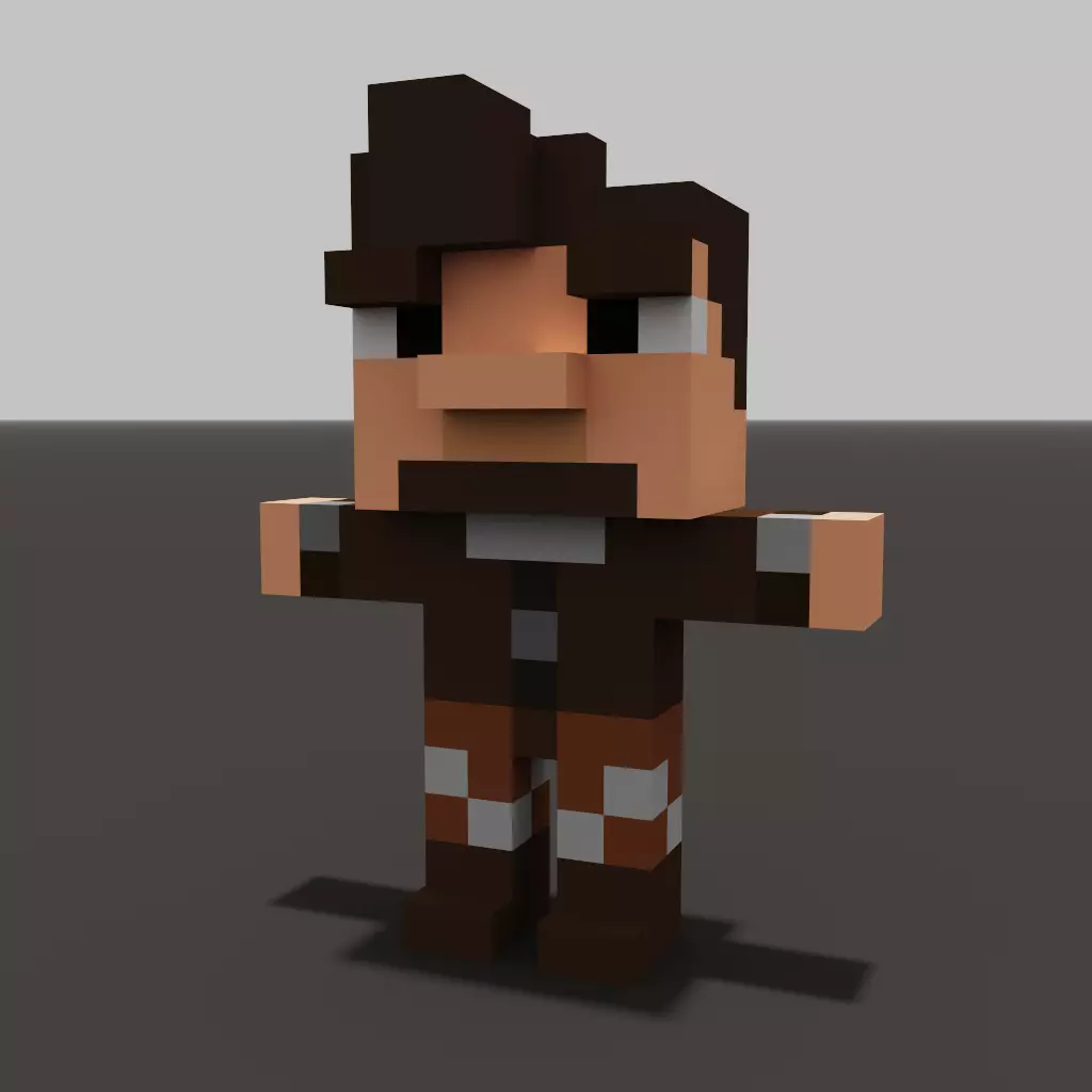 Rogue-like Man Voxel Character Low-poly 3D model