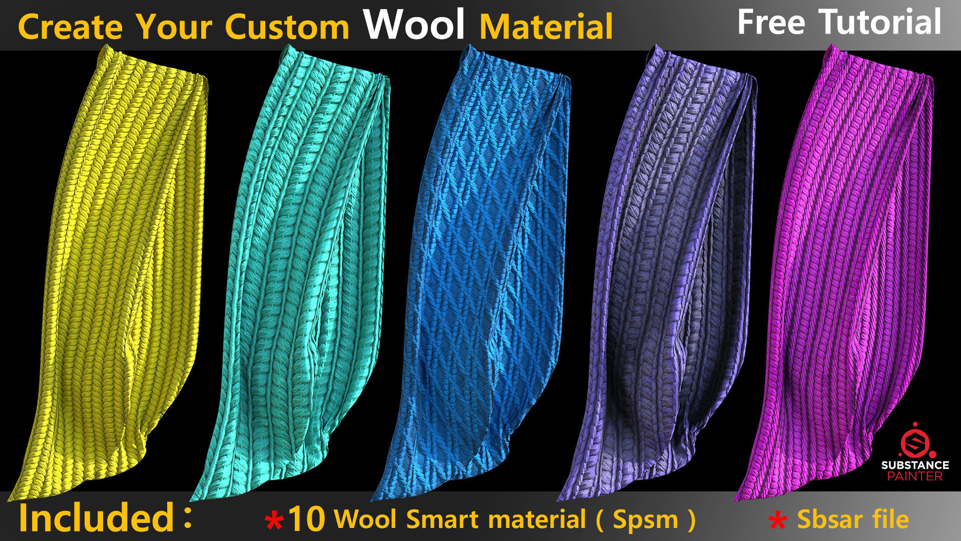 10 wool smart material and SBSAR and Free tutorial Texture_3