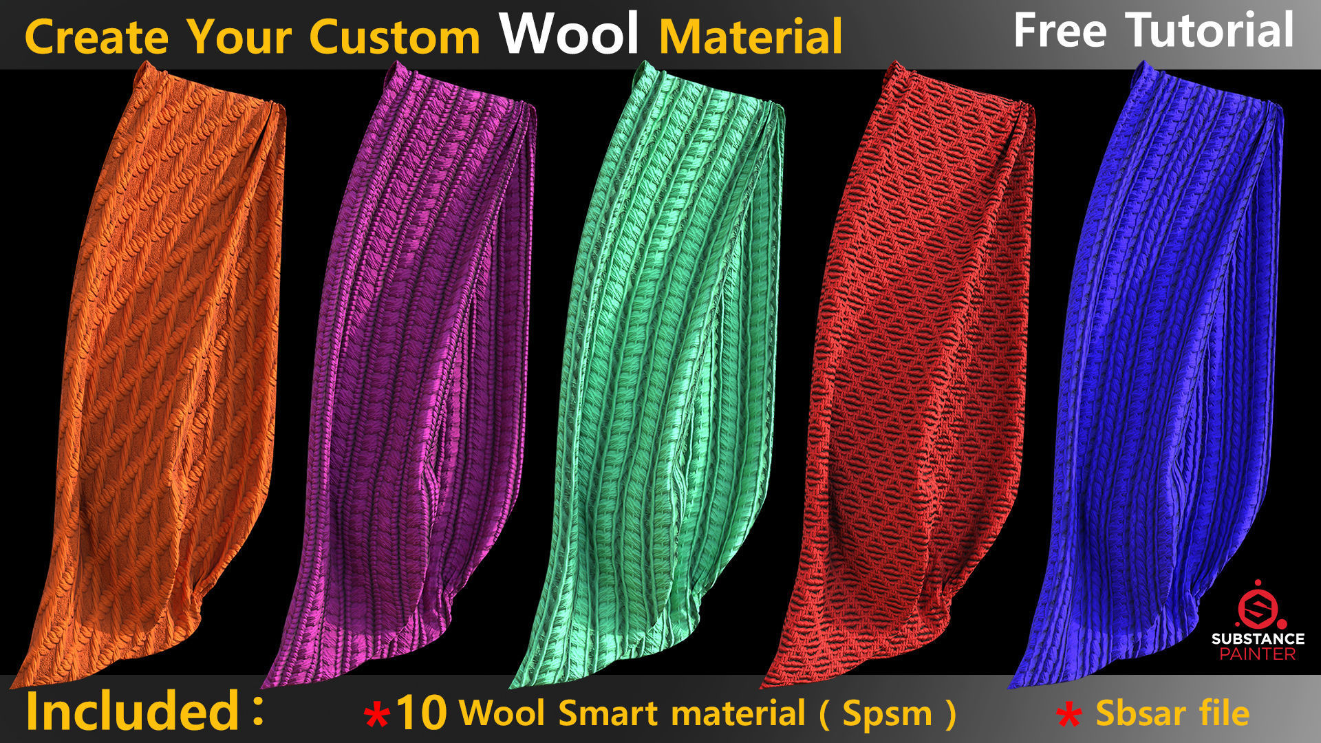 10 wool smart material and SBSAR and Free tutorial Texture_4