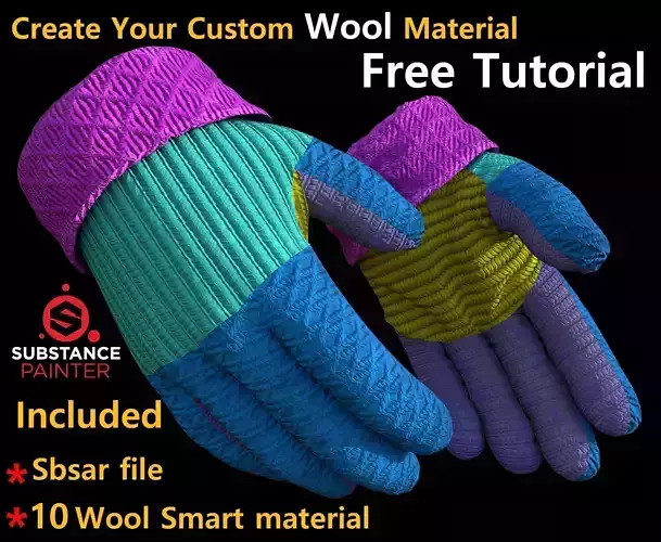 10 wool smart material and SBSAR and Free tutorial Texture