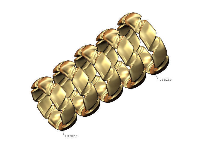 Grooved twist motif band US sizes 5to9 3D print model