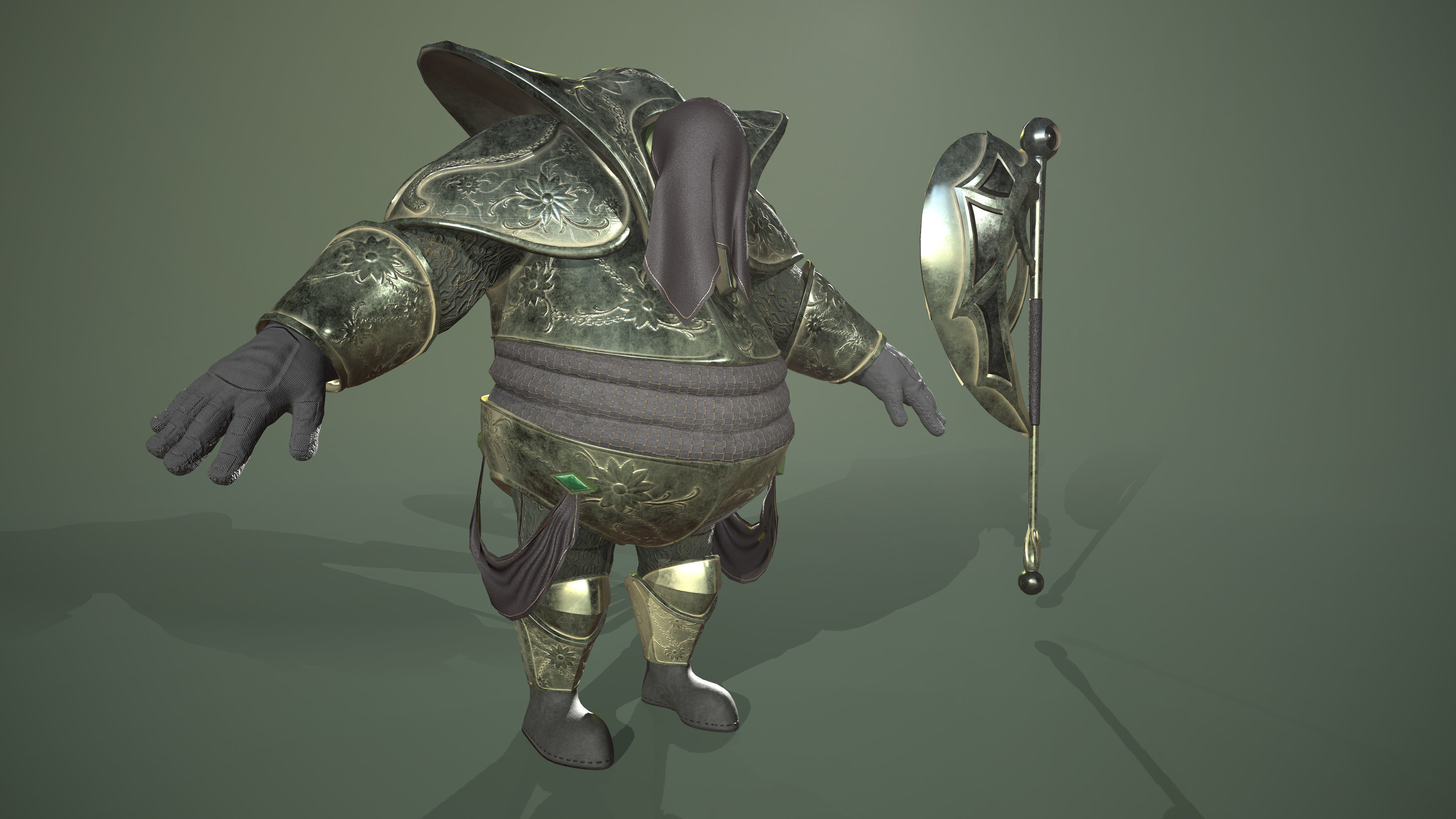 Guardian knight in armor Low-poly 3D model_2