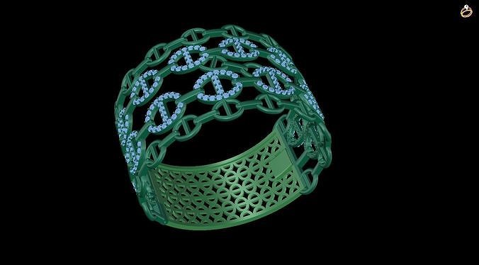 bracelet peace ring 3D print model