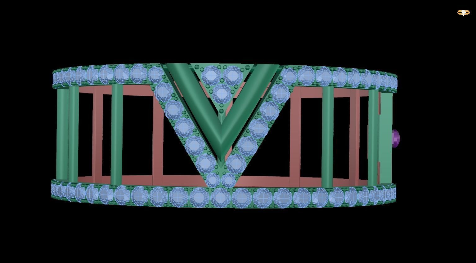 bracelet ring with diamonds 3D print model_1