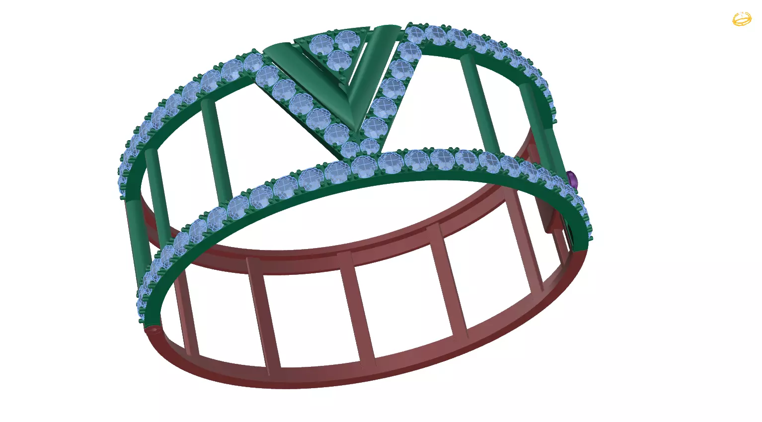 bracelet ring with diamonds 3D print model_0